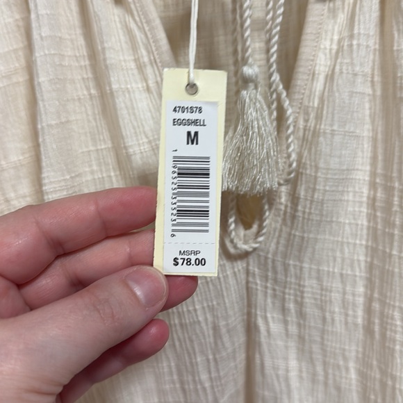 NWT Max Studio Tied Short Sleeve Oversized Fit Top in Eggshell - Picture 7 of 12